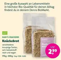 Denns BioMarkt KARI'S CRACKERS Knäckebröt Angebot