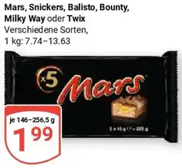 Globus Mars, Snickers, Balisto, Bounty, Milky Way oder Twix Angebot