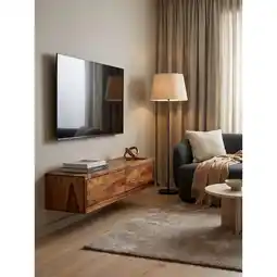 Netto Marken-Discount Lowboard Hängend Massivholz Modern Stil 108x25x34 cm Braun mit Stauraum Angebot