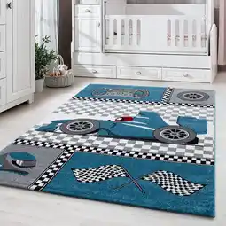 Netto Marken-Discount Spielteppich TASNA in Blau, mit Rennwagen-Motiv, 200 x 290 cm Angebot