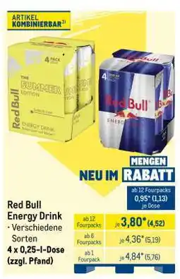 METRO Red Bull Energy Drink Angebot