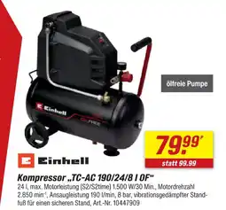 toom Baumarkt Einhell kompressor „tc-ac 190/24/8 i of“ Angebot