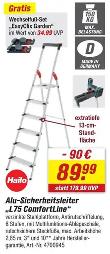 toom Baumarkt Hailo alu-sicherheitsleiter „l75 comfortline“ Angebot