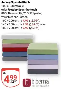 Globus Biberna Jersey-Spannbetttuch oder Frottier-Spannbetttuch Angebot