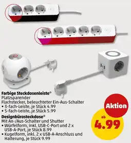 PENNY Farbige Steckdosenleiste Angebot