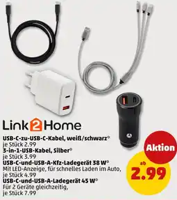 PENNY Link 2 Home USB-C-zu-USB-C-Kabel, weiß/schwarz Angebot