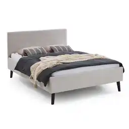 Netto Marken-Discount Polsterbett 140 x 200 Viola Bettgestell mit Kopfteil Beige Angebot
