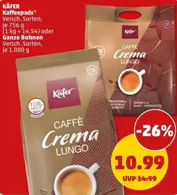 PENNY KÄFER Kaffeepads oder Ganze Bohnen Angebot
