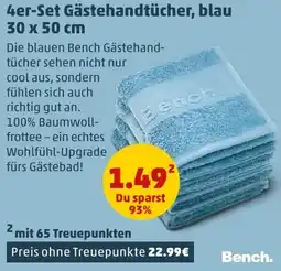 PENNY Bench 4er-Set Gästehandtücher, blau Angebot