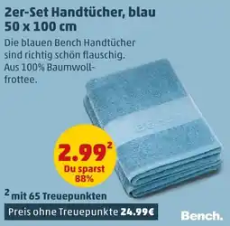 PENNY Bench 2er-Set Handtücher, blau Angebot