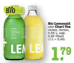 Scheck-in-Center Bio Lemonaid oder Chari Tea Angebot