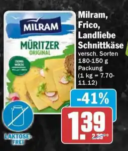HIT Milram, Frico, Landliebe Schnittkäse Angebot