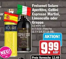 HIT Freixenet Solare Aperitivo, Cellini Espresso Martini, Limoncello oder Grappa Angebot