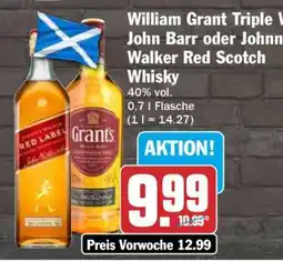 HIT William Grant Triple W, John Barr oder Johnnie Walker Red Scotch Whisky Angebot