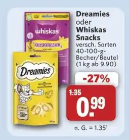 Combi Dreamies oder Whiskas Snacks Angebot