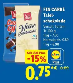 Lidl FIN CARRÉ Tafelschokolade Angebot