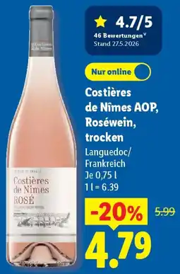 Lidl Costières de Nîmes AOP, Roséwein, trocken Angebot