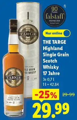 Lidl THE TARGE Highland Single Grain Scotch Whisky 17 Jahre Angebot