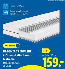 Lidl BADENIA TRENDLINE 7-Zonen-Kaltschaum- Matratze Angebot