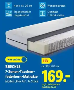 Lidl BRECKLE 7-Zonen-Taschenfederkern-Matratze Angebot