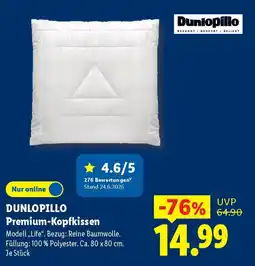 Lidl DUNLOPILLO Premium-Kopfkissen Angebot