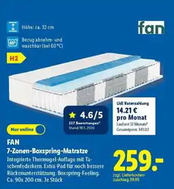 Lidl FAN 7-Zonen-Boxspring-Matratze Angebot