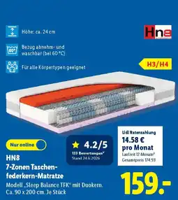 Lidl HN8 7-Zonen Taschenfederkern-Matratze Angebot