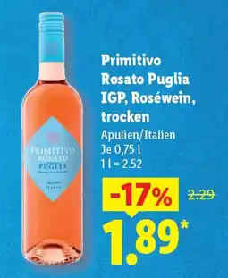 Lidl Primitivo Rosato Puglia IGP, Roséwein, trocken Angebot
