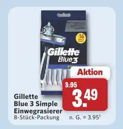 Combi Gillette blue 3 simple einwegrasierer Angebot