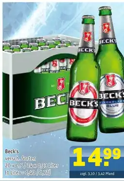Getränke Arena Beck's Angebot
