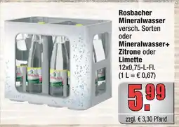 alldrink Rosbacher mineralwasser+ zitrone oder limette Angebot
