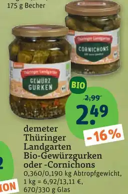 tegut Demeter thüringer landgarten bio-gewürzgurken Angebot