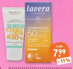 tegut Lavera oder jean & len sonnenfluid sensitiv lsf 50 oder sensitive sonnencreme gesicht lsf50+ Angebot