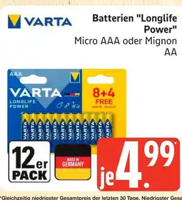 Marktkauf Varta batterien longlife power micro Angebot