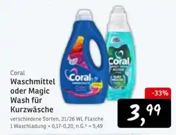 KONSUM Coral waschmittel oder magic wash für kurzwäsche Angebot