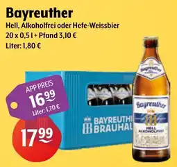 Getränke Hoffmann Bayreuther Hell, Alkoholfrei oder Hefe-Weissbier Angebot