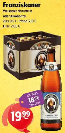 Getränke Hoffmann Franziskaner Weissbier Naturtrüb oder Alkoholfrei Angebot