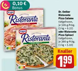 REWE Dr. Oetker Ristorante Pizza Salame oder Ristorante Pizza Spinaci Angebot