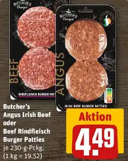 REWE Butcher's Angus Irish Beef oder Beef Rindfleisch Burger Patties Angebot