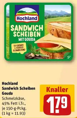 REWE Hochland Sandwich Scheiben Gouda Angebot