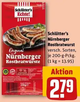 REWE Schlütter's Nürnberger Rostbratwurst Angebot