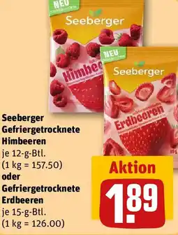 REWE Seeberger Gefriergetrocknete Himbeeren oder Gefriergetrocknete Erdbeeren Angebot