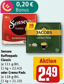 REWE Senseo Kaffeepads Classic oder Crema Pads Angebot