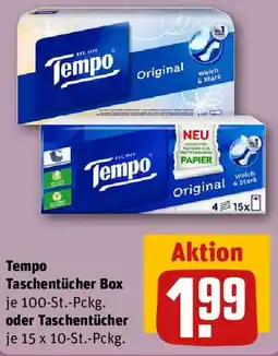 REWE Tempo Taschentücher Box oder Taschentücher Angebot