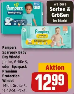 REWE Pampers Sparpack Baby Dry Windel oder Sparpack Premium Protection Windel Angebot