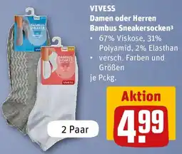REWE VIVESS Damen oder Herren Bambus Sneakersocken Angebot