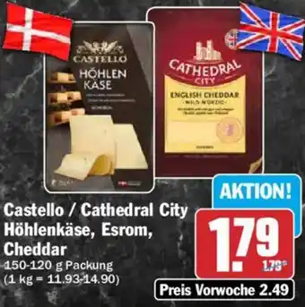 HIT Castello / Cathedral City Höhlenkäse, Esrom, Cheddar Angebot