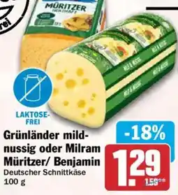 HIT Grünländer mild nussig oder Milram Müritzer/ Benjamin Angebot