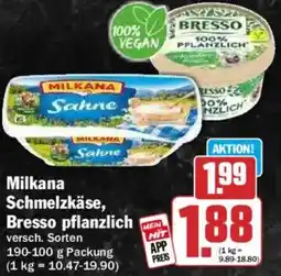 HIT Milkana Schmelzkäse, Bresso pflanzlich Angebot