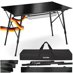 Netto Marken-Discount tectake Aluminium Campingtisch, faltbar, höhenverstellbar, 120 x 70,5 x 58 – 79 cm Angebot